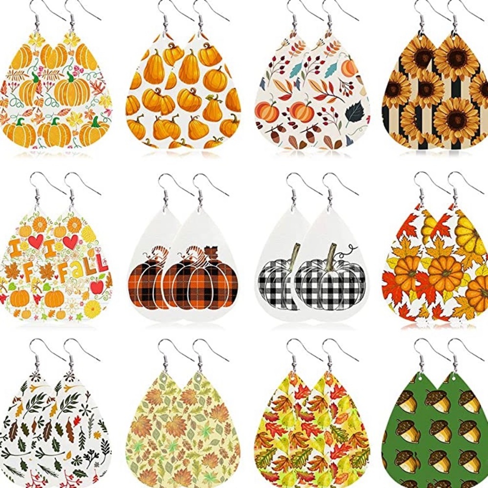 π4 for $20 Fall printed teardrop earrings - Picture 1 of 12